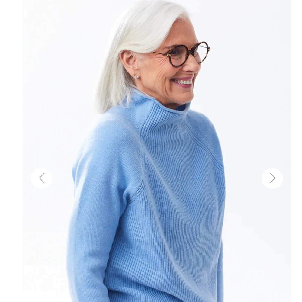 Alice Walk Mockneck Cashmere Sweater, S, Alice Walk Blue